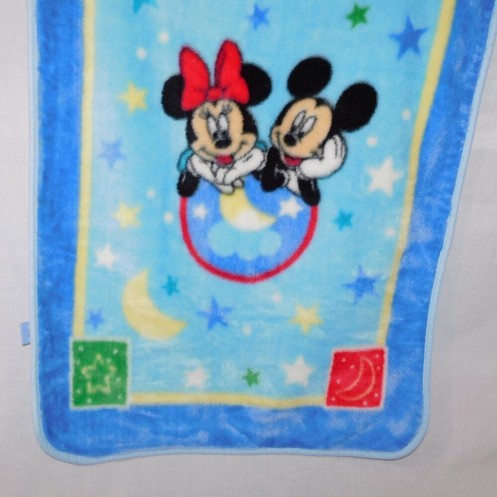 VTG Disney Mickey Mouse Minnie Star Moon Plush Fleece Baby Blanket 30 x 45 - Picture 5 of 6